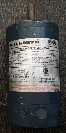 N40300-144 A.o. Smith 22296500 Model 1/6 Hp 1150 Rpm Variable Speed Dc Motor Untested