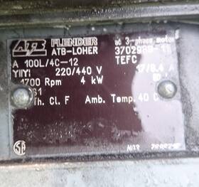 A100l Abb A100l/4 Atb Loher Induction Motor 3 Phase Ac 220/440v 60hz 1700rpm Tefc
