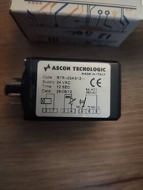 Rtr-03as12 Ascon Tecnologic Timer Rtr 8 Pin Socket Load Max 5ams 24vac 12sec