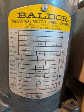 33-2153z122 Baldor 90v Dc 1/2hp Electric Motor. 1750 Rpm With Pump