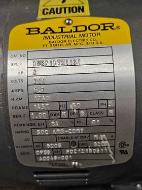 35r713y21161 Baldor Industrial Motor 2 Hp 200v 3ph 1740 Rpm 145t Frame 60hz