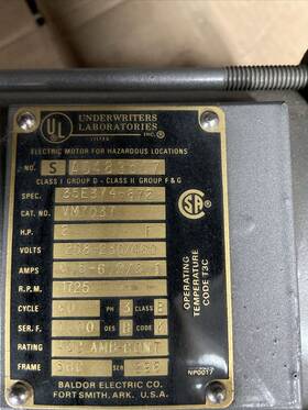 7037 Baldor Vm Electric Motor For Hazardous Locations