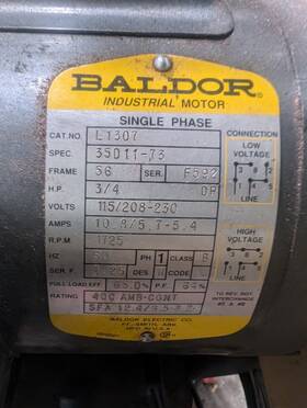 L1307 Baldor 3/4p Motor Frame 56 115 230v 1725rpm