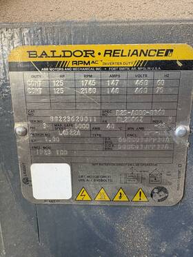 96223620011 Baldor Reliance Rpm Ac Inverter Duty Motor - 125hp 460v 1745rpm Three Phase