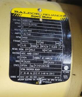 Vem3158t Baldor 3hp 3450rpm 14stc Frame 230/460 Volt Tefc
