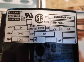 22b4febl Bodine Electric Company Motor 24v 2500 Rpm