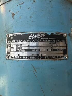 6-311687-01 Century Electric 5hp Squirrel Cage Induction Motor 3-phase 220/440v 215l 1735rpm