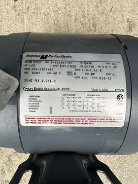 8-151187 Century 8-151187- 01 Pre Owned 1 Hp Electric Motor Part # H262- Nice
