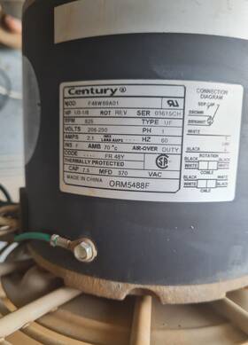F48w89a01 Century Hvac Motor And Fan Model