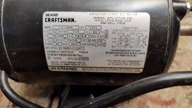 113.12009 Craftsman Sears Shop Motor 1/2 Hp 1725 Rpm 115/230 V Reversible