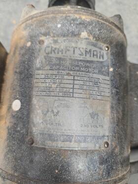 113-1995 Craftsman 3/4 Horse Electric Motor . Model Number