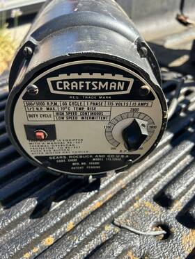 113.23440 Craftsman 500/5k Rpm Motor Variable Speed 1/2hp Drill Press Band Saw