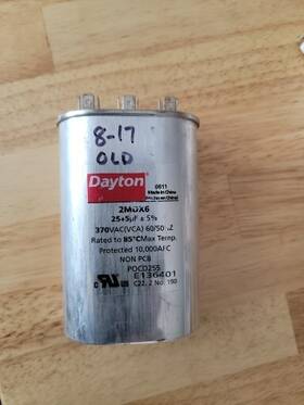 2mdx6 Dayton Dual Run Capacitor 25/5 Mfd 4 3/4 Inch H 370vac
