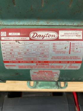 3n178bb Dayton 1hp 56 Ac Motor Model Number 9k322j
