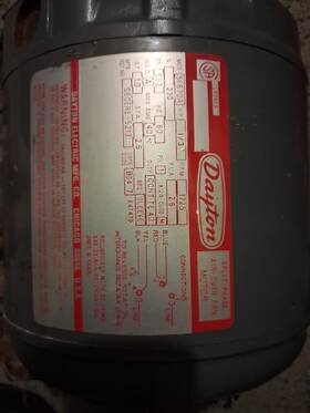 5k627 Dayton Split Phase Induction Single 1/3 Hp 1725 Rpm 115/230v Motor
