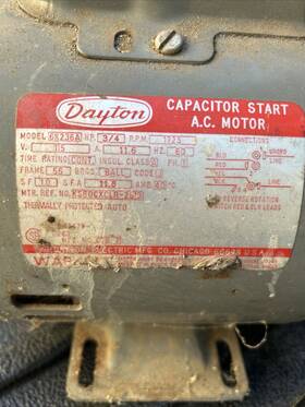 6k236a Dayton Model 3/4hp 1725 Rpm Motor