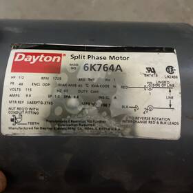 6k764 Dayton Gp Mtr Split Ph Odp 1/2 Hp 1725 Rpm 48