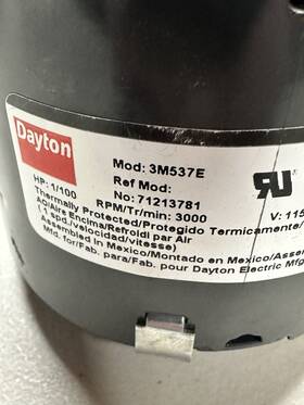 71213781m Dayton Hvac Motor 1/100 3000 Rpm 115v 3.3 A