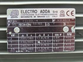 Fc100l-4 Electro Adda 9319518 Ac Motor Iec 3.5kw 1710rpm 220/460v 3ph 100l Tefc