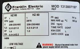 1313007197 Franklin Electric 208-230/460 V 3.2 A 3-phase 1 Hp 3450 Rpm Tefc Ac Motor