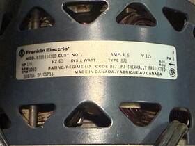 8715810300 Franklin Electric Fan Motor 1/6 Hp 1050 Rpm 115 Vac 4.6amp Type 871