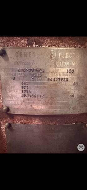 B444tp20 G E General Electric 150 Hp Vertical Motor 1750 Rpm 460v 60hz