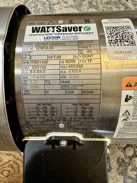 Cz145t14wk41a Leeson Stainless Washdown Motor 2 Hp Voltage 230/460 Volts Read