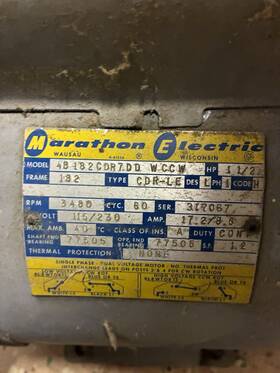 4b182cdr7dd Marathon Electric 1.5 Hp Ac Motor 3480 Rpm 115/230v Single Phase