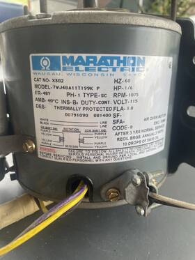 X302 Marathon Electric Motor 1/6 Hp 115volt Heater Unit For