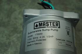 176958 Master Plumber Atadc2 Model Submersible Pump Motor 115vac 4.0 Amp 1/3 Hp