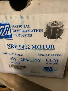 N5422 Nrp N5822 Motor Shaded Pole Single Speed 230v 60/50hz .4a 9w Ccw Le 1550 Rpm