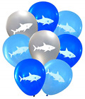 Nwbnshksb001 Nerdy Words Shark Latex Balloons Pcs Blues Silver