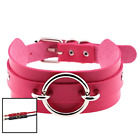 Pn1934 Fm Rose Ring Wide Pu Simulated Leather Necklace Neckband Buck