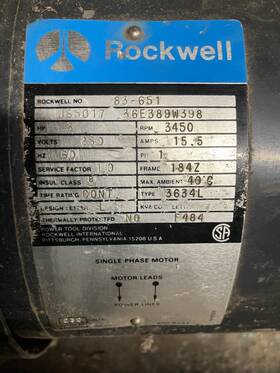 36e389w398 Rockwell Motor 83-651 / Us5017 3hp 230v 60hz