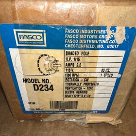 D234 Rpm Fasco Self-cooled Motor 1/15 Hp 1500 115v 3.3 Inch Frame