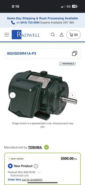 0024sdsr41a-p Toshiba Motor 2hp 1750rpm