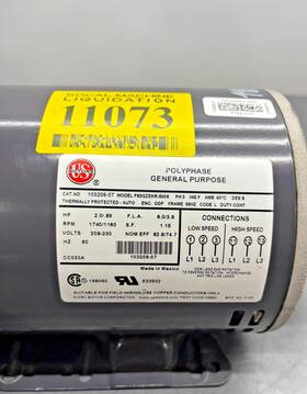 P63gzekr-5006 Us Motors / Hp 2 V 208-230 Ph 3 Electric Motor