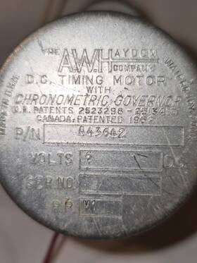 A43642 Vintage A.w. Haydon D.c. Timing Motor 6v Chronometric Governor Usa