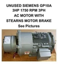 3HP Siemens Brake Motor 1PC27211CB114EA3 GP10A 1750RPM W/stearns New. Fixed Price $1373.63.