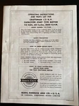 Orig Instruct & Parts List Vtg Craftsman 113.12160 Motor - Capacitor Start 1/2HP. Fixed Price $10.99.