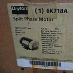 Dayton 6K718A Split Phase Motor 1/4 Hp 1725 Rpm 115V Single 1/2IN Shaft. Fixed Price $189.99.