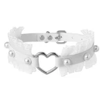 FM42 Multicolor Pu Simulated Leather Pearl Rivets Heart Ring Lace Collar C.... Fixed Price $14.49.