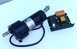 Bodine 24A4BEPM-Z2 Gearmotor, 130VDC, TORQUE=14 Lb.-in. + Minarik Drive Combo. Fixed Price $175.00.