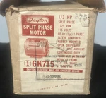 1/3 Hp, Ac Motor, Split Phase, Dayton Model 6K715 With Og Box. Fixed Price $85.00.