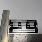 Vtg Electric Motor Blank Name Plate Badge New Tag Amps Volts Rpm Phase Type Etc. Fixed Price $14.95.