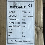 Motovario T71A-4 0.25KW Electric Motor 3-PHASE 240V 400V 1380RPM 1660RPM 8604567. Fixed Price $300.00.