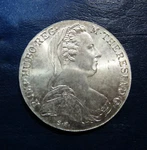 Pendant, Marie Theresa Thaler. Unc Coin+sterling Frame. Free Shipping. Fixed Price $71.00.