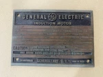Old General Electric Induction Motor Cast Iron Metal Plaque/vintage Signs. Fixed Price $90.00.