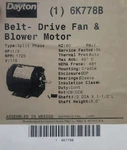 Dayton 6K778B Belt Drive Fan & Blower Motor 1/3HP 1725RPM 6.6AMPS MK00C. Fixed Price $99.97.