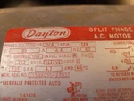 Dayton 1/4 Hp 115V 1725 Rpm Split Phase Ac Electric Motor, 5K977B, Reversible. Fixed Price $50.00.